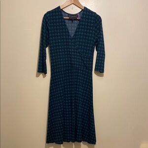 LuLaRoe Teal and Navy Long Sleeve Dress. Size M